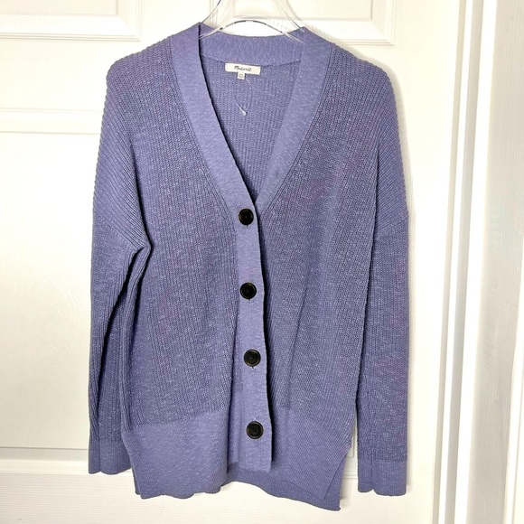NWOT Madewell Purple Button Front Knit Oversized Cardigan Sweater Sz XXS - Picture 3 of 10
